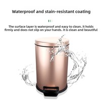 Poubelle ronde en acier inoxydable rose avec pédale et couvercle à bascule, anti-odeur, capacité 5L-12L, pour bureau, salle de bain, cuisine et maison