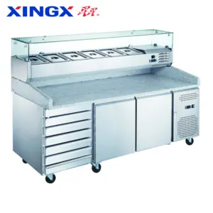 Mesa de preparación de Pizza con Unit_GX-PZ2610TN de cobertura refrigerada + EQUIPO DE GX-VRX200-Refrigeration
