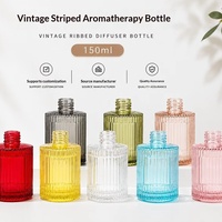 Bouteilles d'aromathérapie cylindriques vintage à rayures verticales de 150 ml, bouteilles d'extincteur, bouteilles de rangement, bouteilles en verre