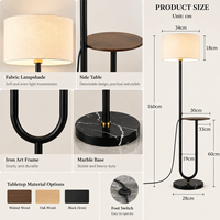 Lampe sur pied de luxe avec table d'appoint en bois et base en marbre pour salon, hôtel, villa, décoration intérieure personnalisable