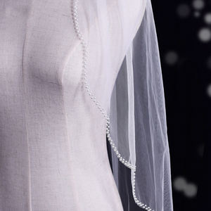 Vente chaude : Voiles courts de mariée en gaze perlée tressée à la main, style européen et américain, pour coiffure - Product Image 3