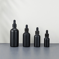 Bouteille d'huile essentielle noire givrée mate 10ml 20ml 30ml 50ml Flacon compte-gouttes en verre noir avec bouchon compte-gouttes noir