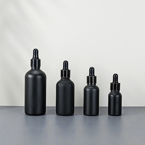Matte Frosted Đen Tinh Dầu Chai 10Ml 20Ml 30Ml 50Ml Màu Đen Glass Dropper Chai Với Đen Nắp Nhỏ Giọt - Product Image 1