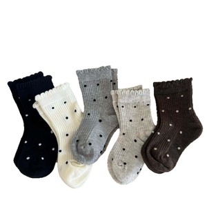 Girls' Polka Dot Mid-Calf Socks Breathable Korean Style Autumn Spring Fashionable Bubble Neck Medium Thickness - Product Image 5
