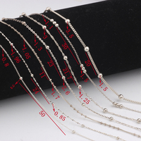 Varias cadenas de cable de eslabones planos de Plata de Ley 925, cadena de Singapur, cadena de bordillo con cuentas para DIY, collar, pulsera, fabricación de joyas