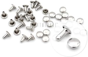 CRAFTMEMORE Kits de rivets à double capuchon, rivets tubulaires en métal pour le cuir, clous à riveter rapides pour artisanat du cuir VTDC Mm Cap Silver - Product Image 1