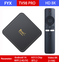 Decodificador TV98 PRO para H313 Android14 completo 8K reproductor de red WIFI de doble banda TV BOX 1 + 8G EU 2 + 16G US 8 + 128G UK AU