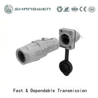 Connecteur mâle RJ45 IP65 CAT6 de qualité de transmission UL94-V0 avec verrouillage à loquet, noyau interne PA6, coque grise mate/noire