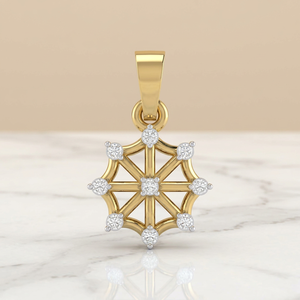 Wheel Shape Diamond Pendant Dharmachakra Motif Moissanite Fine Jewelry Round <b>Cut</b> <b>Stone</b> Wheel Pendant Necklace Gold Silver Finis - Product Image 2