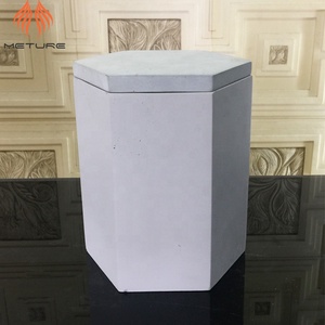 Pot gris hexagonal en béton avec <span class=keywords><strong>couvercle</strong></span>, logo personnalisé, grand, usage pour le rangement ou la porte-bougie - Product Image 2