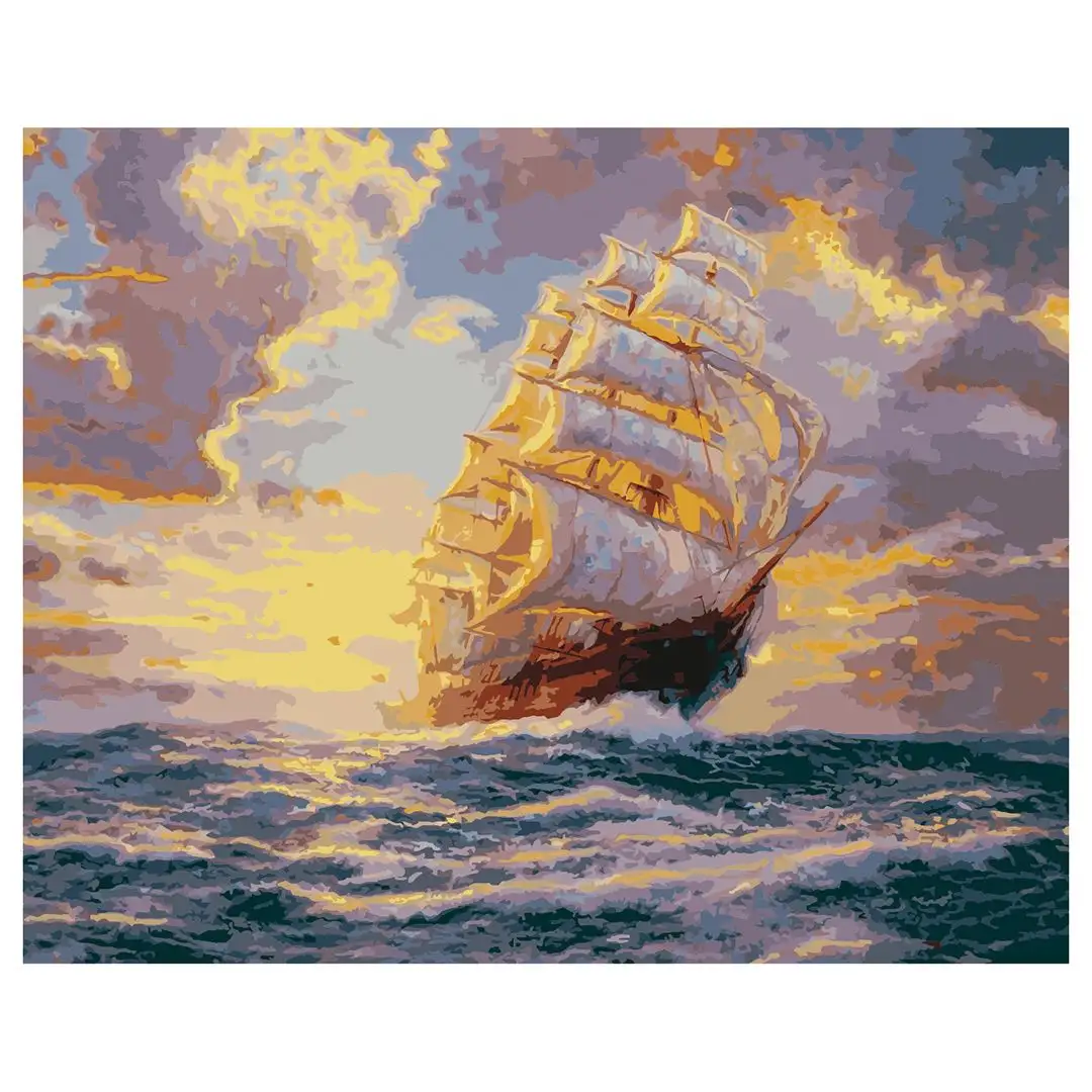 爆発的なモデルカスタムDIYセーリング船の数字による絵画キット海のヨットプレーンセーリングシリーズABS素材