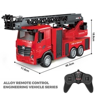 SJY-1361 1/18 2.4G 15CH Camion de pompiers électrique RC (version améliorée) avec pulvérisation d'eau, échelle élévatrice, rouge, 25m, prêt à l'emploi, télécommande