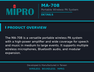 MIPRO Powerful High Power Portable PA System With <b>Bluetooth</b> For Wireless PA Speaker And Multi Mic Expansion PA System - Product Image 6