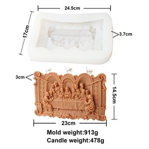 Stampo in Silicone per Cornice con Figure in Rilievo Stile Vintage Europeo, Fai-da-Te, Ultima Cena, Candela Aromaterapica, Ornamento in Gesso - Product Image 5