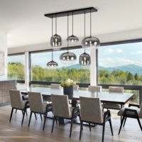 Luminaire suspendu en verre gris fumé E27 de style post-moderne, fabriqué à Zhongshan, luminaires suspendus nordiques, lampes de salon, lustres en verre