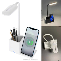 3in1 15W Support de lampe chargeur sans fil multifonctionnel Lampe de bureau LED à charge rapide avec porte-stylo pour iPhone Samsung Xiaomi