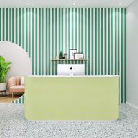 Comptoir de réception moderne personnalisé blanc à vendre, comptoir en bois avec éclairage LED pour salon, salle de sport, hôtel, spa, écoles, hôpitaux, sous-sols