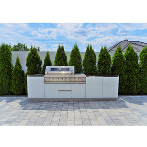 BAINENG الخشب الحبوب الفاخرة وحدات حِرفية المطابخ أثاث تصاميم المطبخ الحديثة الفولاذ المقاوم للصدأ مطبخ في الهواء الطلق مجلس الوزراء - Product Image 1