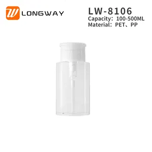 Empty Push-down Cosmetic Nail Polish Remover Pump Bottle Empty 100/150/200/300/400/500ml Toner Plastic Luxury Customized PET