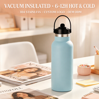 Bouteille d'eau portable à double paroi en acier inoxydable 304 avec dégradé personnalisé, 16 oz, anti-fuite, sans BPA, grande ouverture, pour le sport et le camping