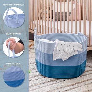 Large Woven <b>Storage</b> <b>Basket</b> for Blankets and Toys 20" X 13" <b>Soft</b> Round Rope Laundry <b>Basket</b> with Handles - Product Image 3