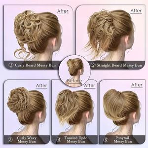 5 pièces désordre <span class=keywords><strong>chignon</strong></span> chouchous ébouriffé Updo <span class=keywords><strong>postiche</strong></span> <span class=keywords><strong>pour</strong></span> les femmes queue de cheval courte synthétique <span class=keywords><strong>cheveux</strong></span> <span class=keywords><strong>chignon</strong></span> Extensions élastique élastique - Product Image 2