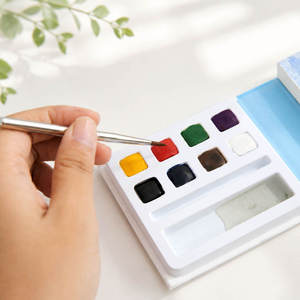 <span class=keywords><strong>Kit</strong></span> de peinture <span class=keywords><strong>aquarelle</strong></span> portable de <span class=keywords><strong>voyage</strong></span> avec 8 couleurs intégrées, pinceau, carnet de croquis pour la peinture artistique, le journal et le dessin - Product Image 5
