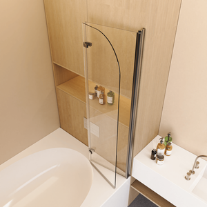 DB 34 "W X 58" H Porte de baignoire pivotante pliante sans cadre 1/4 "(6mm) d'épaisseur SGCC Portes de douche pivotantes en verre trempé transparent pour salle de bain - Product Image 2