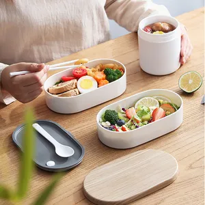 厂家直销双层塑料木质便当午餐盒日式儿童青少年厨房设计批发