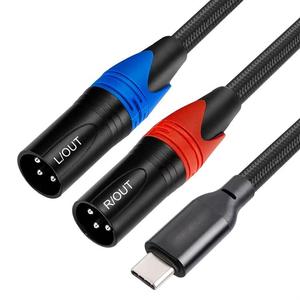 Câble d'extension <span class=keywords><strong>XLR</strong></span> femelle à 3 broches personnalisé vers double prise mâle en Y pour amplificateur, haut-parleur, mélangeur casque - Product Image 2