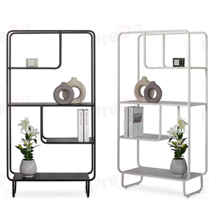 Modern European Rounded <strong>Corner</strong> Metal Adjustable Height Display Shelf Freestanding <strong>Storage</strong> Rack Organizer <strong>Unit</strong> for Dining Living - Product Image 1