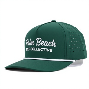 Custom Embroidery Golf Cap 5-Panel Sports <b>Hat</b> with Curved Brim and Rope Headwear <b>Waterproof</b> Fabric Baseball Cap - Product Image 1