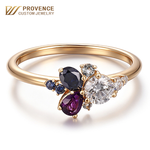Bague élégante et minimaliste pour jeune étudiante, en or jaune véritable 14k 18k, avec diamant de laboratoire taille ronde, pour usage quotidien. - Product Image 1
