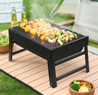 Barbecue pliant portable en acier inoxydable léger avec support d'outils pour cuisson en extérieur et camping