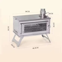 Poêle de camping portable en acier inoxydable à bois avec tuyaux de cheminée, chauffage de sauna extérieur, four de fête pour tente et barbecue