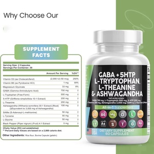 Cápsulas Herbales de Sleep 5 HTP All in One GABA 5HTP L-Triptófano L-Teanina Ashwagandha para el Apoyo del Estado de Ánimo, las Emociones y la Relajación - Product Image 6
