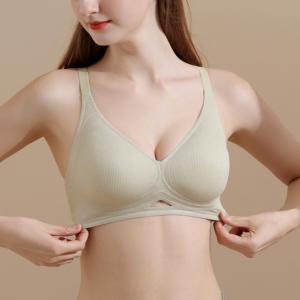 Soutien-gorge sans armatures de qualité alimentaire, sans coutures, en tissu côtelé 3D, grande taille, effet push-up, avec bandes adhésives pour les mamelons, soutien doux, tricoté - Product Image 5