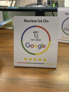 NFC Google Review PVC Tap Stand Card RFID NTAG213/NTAG215/NTAG216 140mm x 120mm QR Code Review Tripadvisor <span class=keywords><strong>Facebook</strong></span> Yelp - Product Image 2