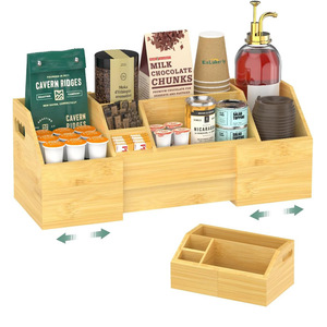 Bamboo Multifunctional <b>Storage</b> <b>Box</b> Desktop Organizer 18L Compartment <b>Kitchen</b> Office Living Room Bedroom Study Drawer Organizer - Product Image 1