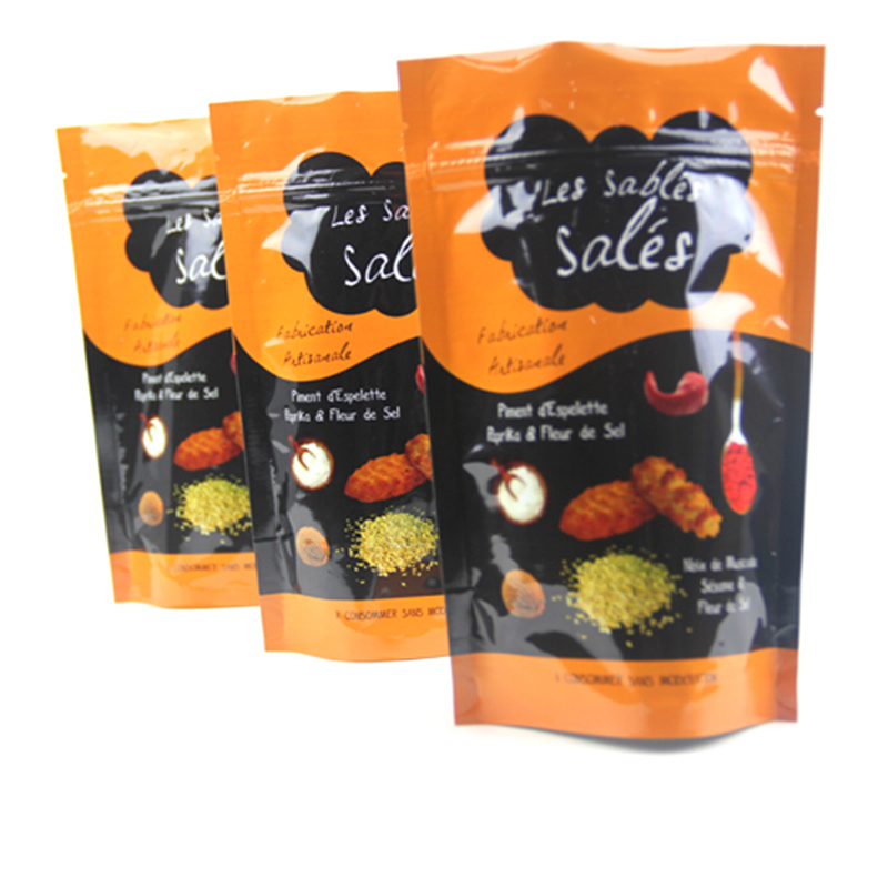 Recyclable stand up pouch zip lock dried resealable aluminum foil packaging bags