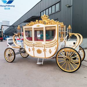 Limusina elegante boda turismo eléctrico carruaje de caballos dorado cuento de hadas carruaje de Victoria para promoción - Product Image 5