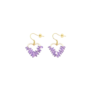 Fashion Drop <b>Earrings</b> Gold Plated Heart Shape Purple <b>Crystal</b> <b>Studs</b> For Women Jewelry - Product Image 2
