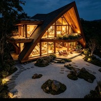 Maison modulaire en bois en forme de A de 200 à 300 m², villa préfabriquée de luxe avec plan ouvert, solution clé en main pour les vacances en forêt