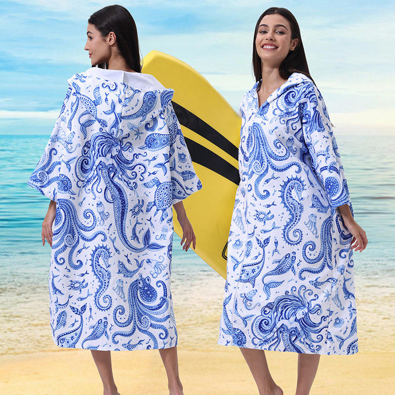 ซิปพร้อมแขนเสื้อ - สีน้ำเงินและลายปลาสีน้ำเงิน