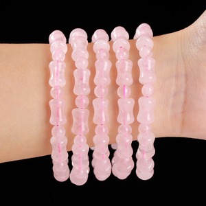 Bracciale in Cristallo Rosa Naturale da 8mm con Perline Rotonde di Quarzo Rosa e Distanziatori a Giunto di Bambù, Portafortuna per Donne e Ragazze - Product Image 2
