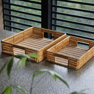 Rattan Woven Household Storage <strong>Tray</strong> Different Sizes Of Woven Food <strong>Baskets</strong> Snack Storage <strong>Basket</strong> - Product Image 1