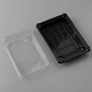 Envase de empaquetado <span class=keywords><strong>rectangular</strong></span> plástico negro disponible del sushi para la comida - Product Image 4