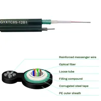 Kabel Serat Optik Tahan Cuaca dengan Penyangga Baja Galvanis Fig8 Drop Cable untuk FTTH FTTX