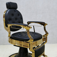 Fauteuil de Barbier Professionnel Xinman Rétro pour Salon de Coiffure, Durable, Marron, Blanc, Or, Vert, Gris, avec Bac de Lavage