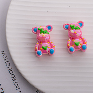 Cuentas de agujero recto tridimensional de doble cara de oso pintado a mano brillante UV de alta calidad, cadena de teléfono móvil DIY, cuentas sueltas - Product Image 6
